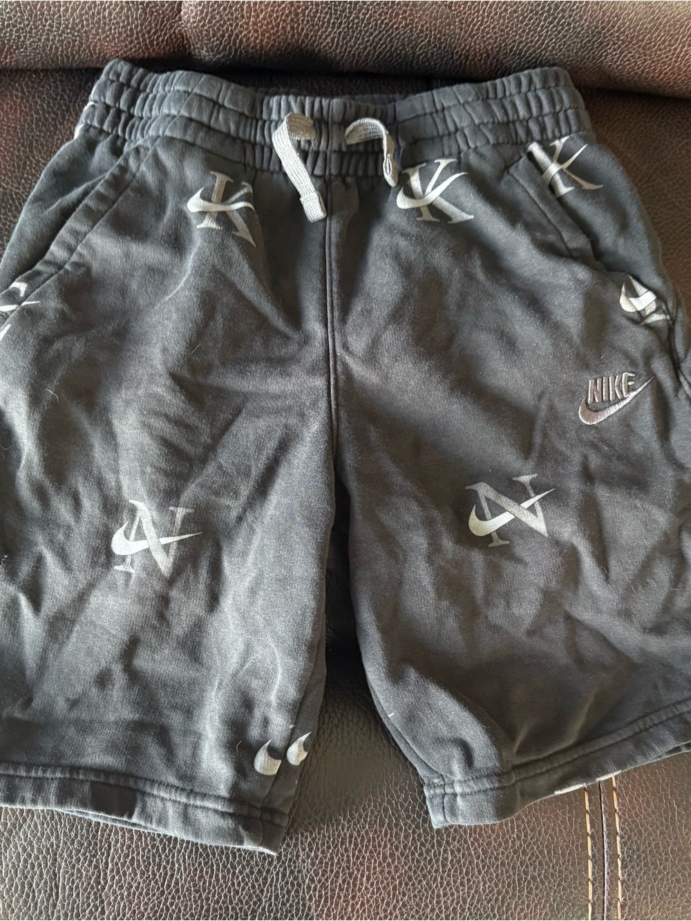 Nike Black Logo-Print Kids Athletic Shorts